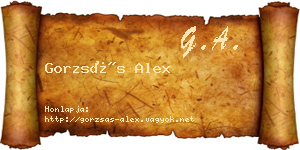 Gorzsás Alex névjegykártya